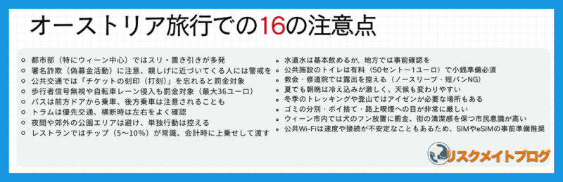 オーストリア旅行の注意点